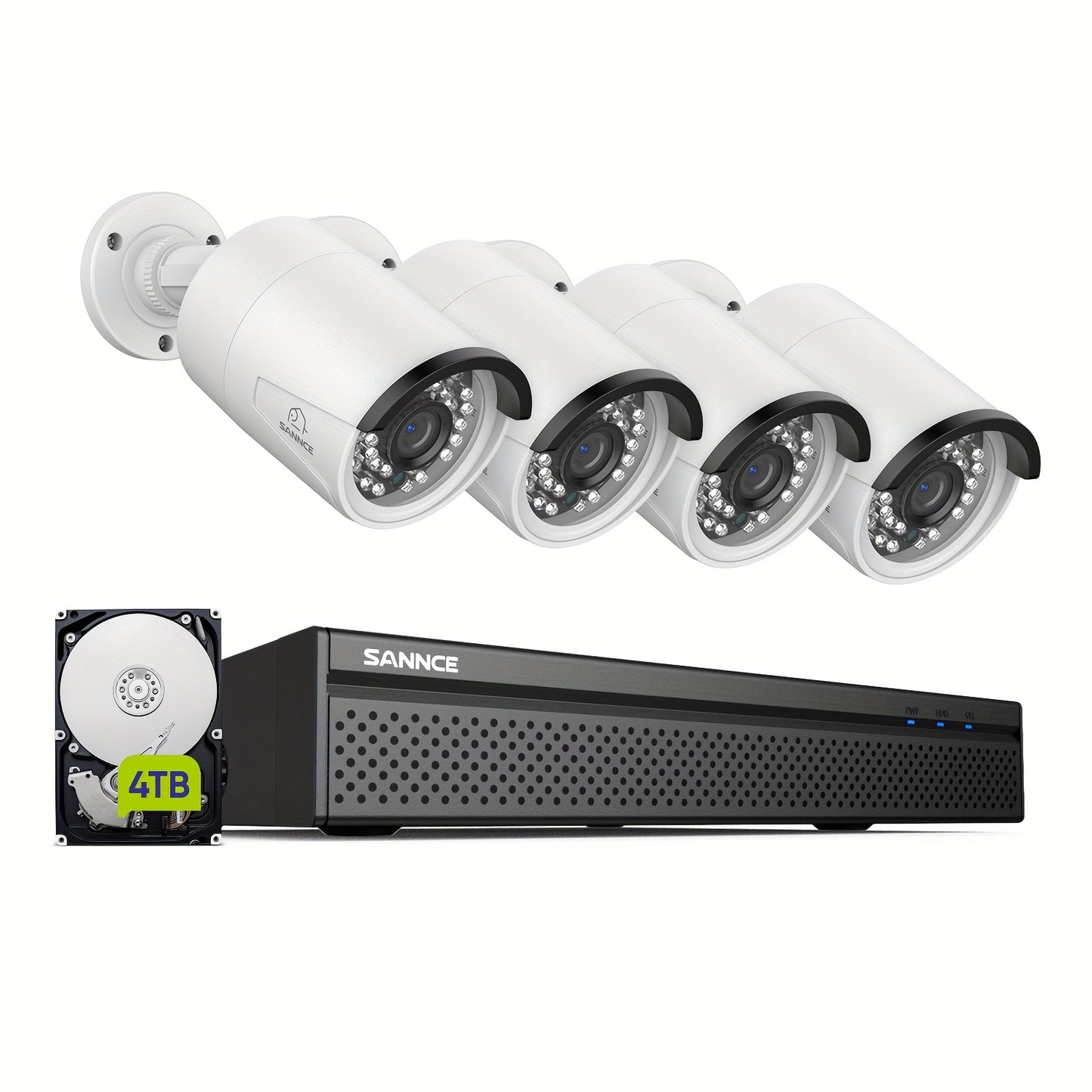 beveiligingscamera set – bewakingscamera set – camerabewaking – surveillance systeem – 5MP HD camera’s met geluid – 4TB opslag met 8-kanaals recorder