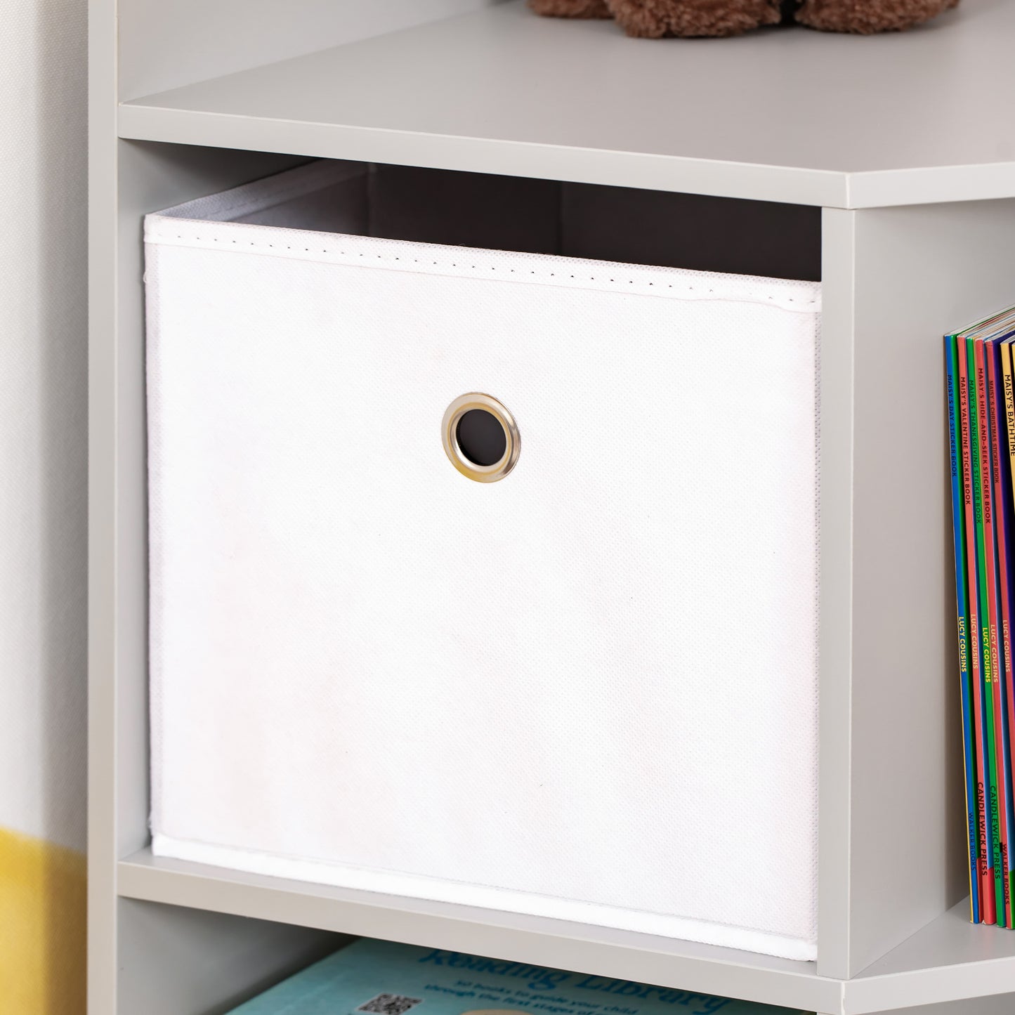 Kids' Storage Shelf with 3 Felt Drawers, MDF, Tilt-Proof, Gray