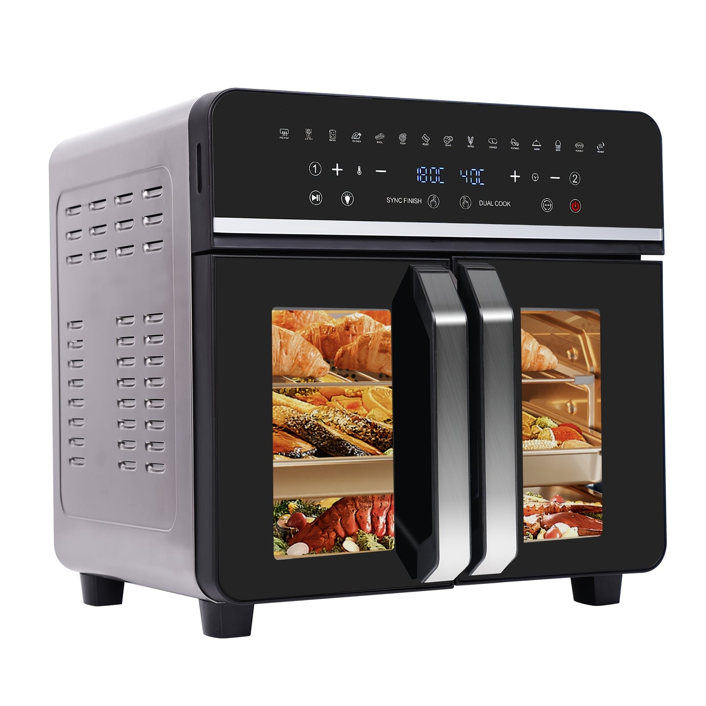 Airfryer – Heteluchtfriteuse – Mini Oven – Gezond Frituren – Digitale Air Fryer – XXL 23L Capaciteit – Dual Zone 2200W Met LED Touchscreen – 15 Programmatuur Met Receptenboek