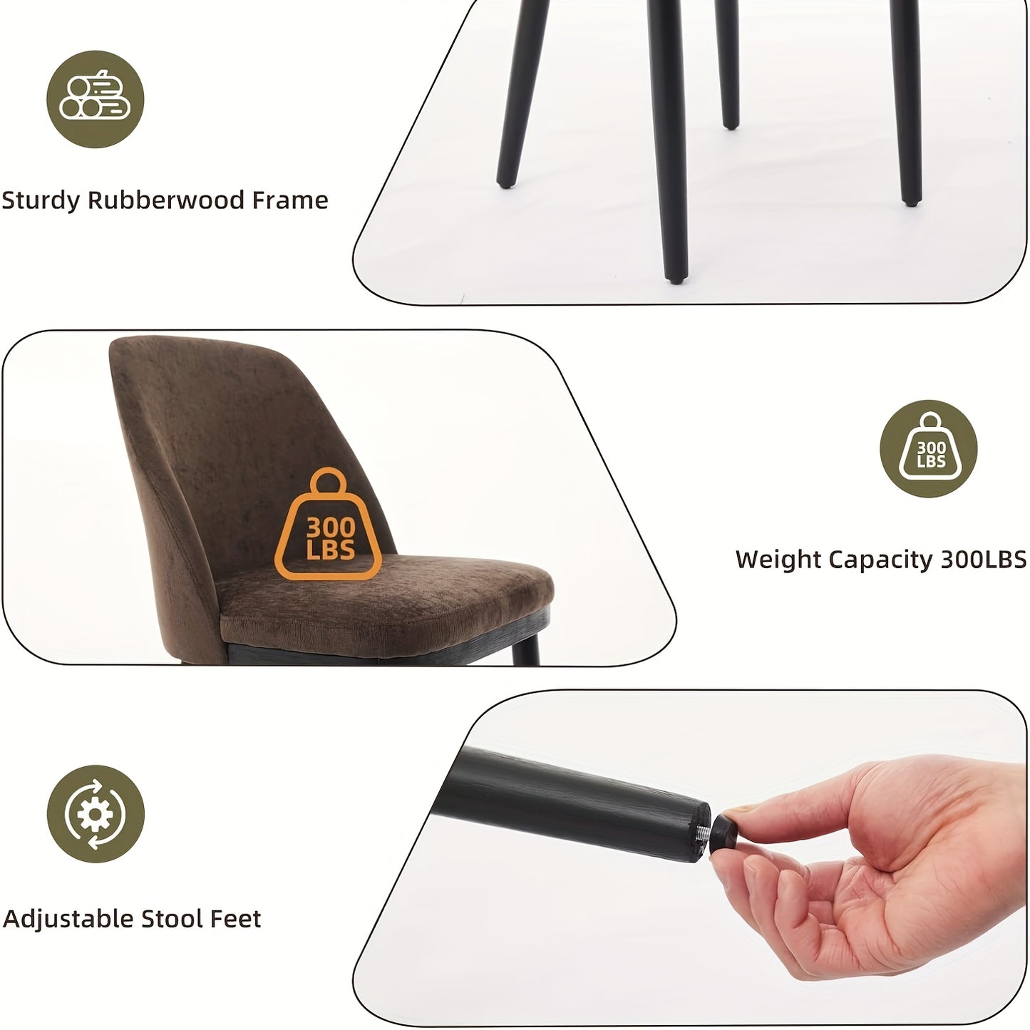 Eetkamerstoelen Set 6 – Stoelen, Keukenstoelen, Dining Chairs, Lunchstoelen – Modern Design – Dikke Kussens – Linnen Bekleding – Kunsthouten Poten – Comfortabel – Duurzaam