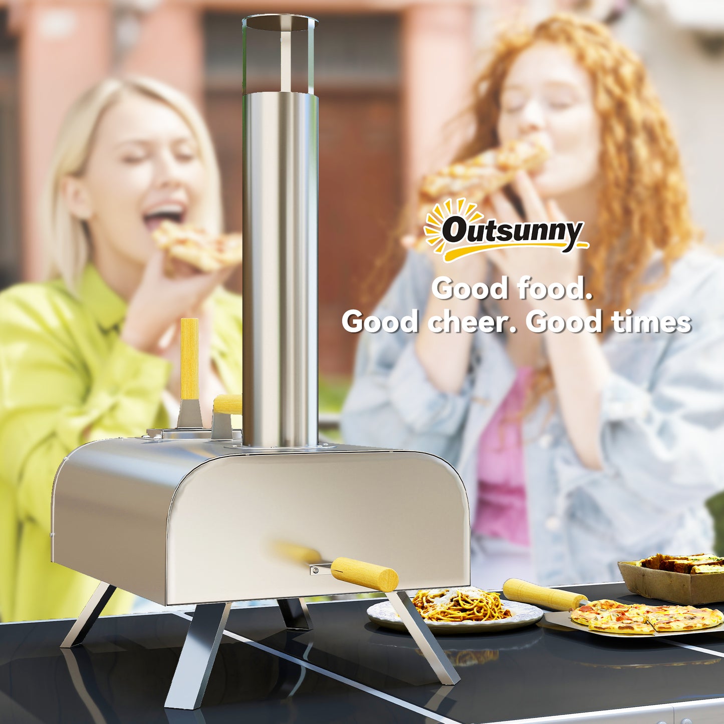 Outdoor Pizza Oven – Mobiele Pizza Oven – Draagbare Pizza Oven – Buitenoven – Pizza Grill – Roestvrij Staal – Inklapbare Poten – Pizzasteen & Schoorsteen