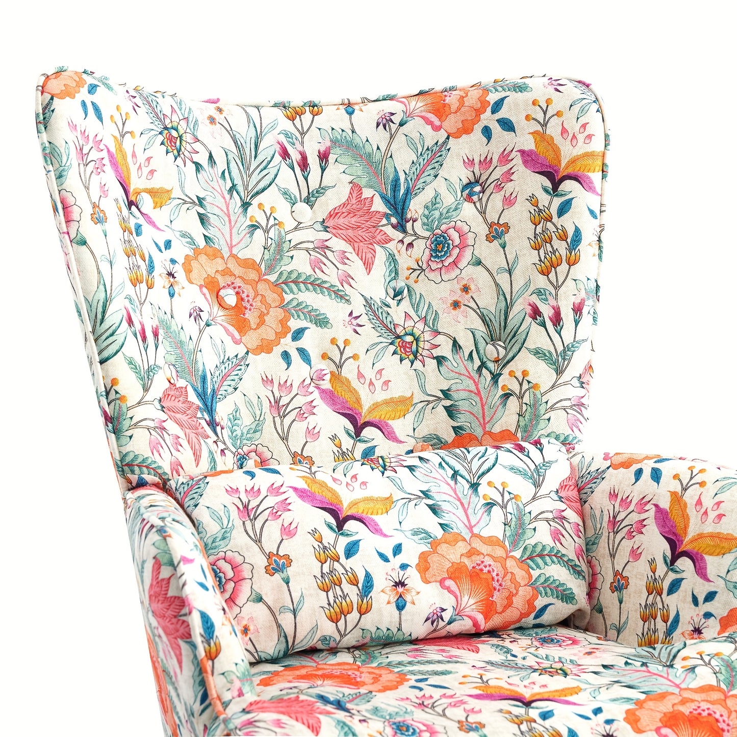 Bohemien Bloemen Schommelstoel – Hoge Rugleuning met Lendensteun, Ergonomisch Ontwerp op Soepele Schommelbasis – Stevig Staal- & Houtframe, Eenvoudige Montage – Lounge-stoelen voor Woonkamer of Slaapkamer