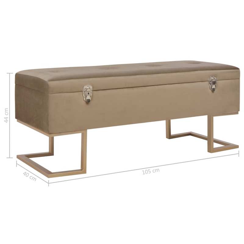 Modern Velvet Beige Storage Bench with Hidden Compartment, 105cm Wooden Entryway Shoe Rack or Living Room Stool, Sleek Design with Metal Legs, Entryway Shoe Storage | Modern Bench | Velvet Upholstery