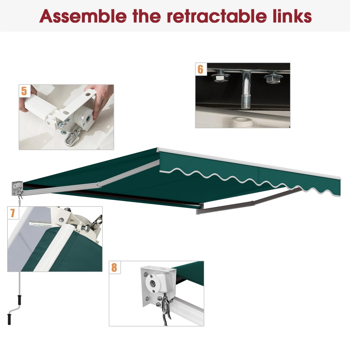 Knikarmscherm – Uitvalscherm – Zonnescherm – Luifel – Zonwering – Handbediend – 300x250 cm – Aluminium Frame – UV-bestendig Polyester – Verstelbare Hoek 40-100° – Waterafstotend