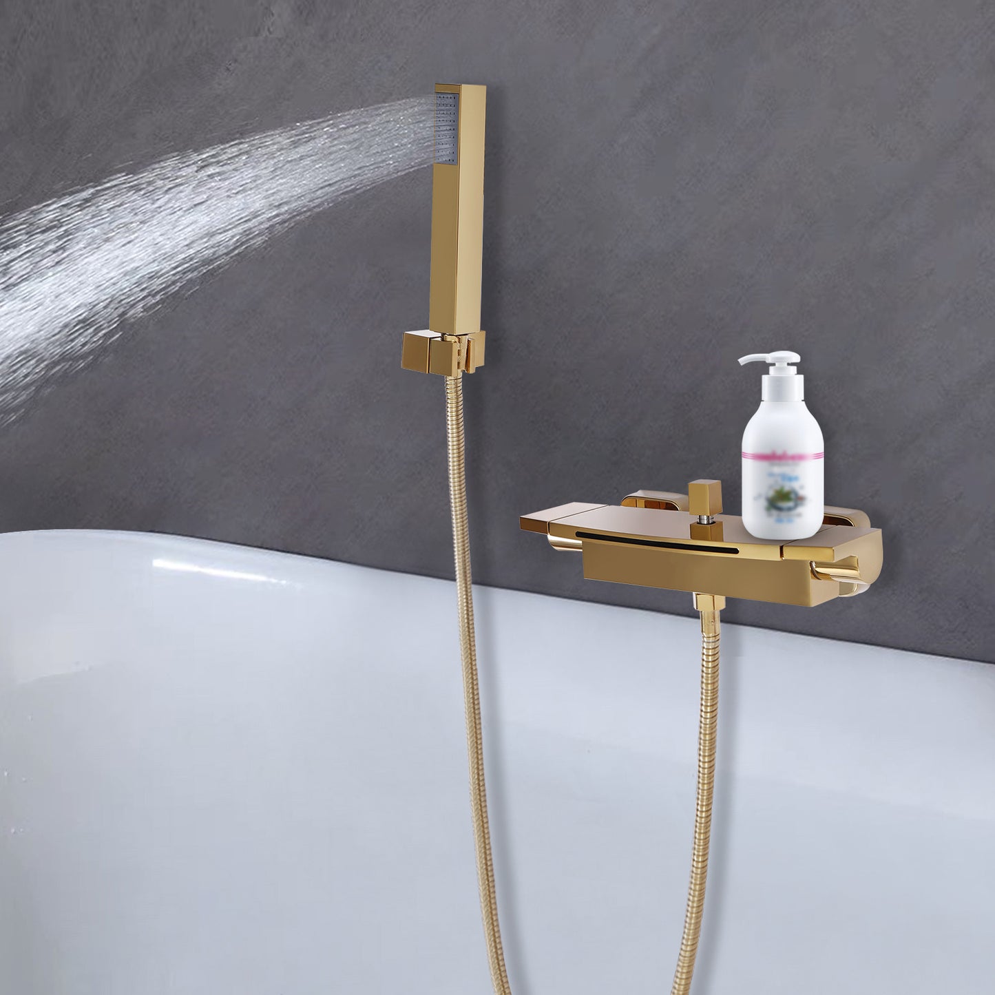 Badkraan – Badmengkraan – Thermostaatkraan – Mengkraan – Badmengkraan Set – Gouden Afwerking – Brede Watervaluitloop
