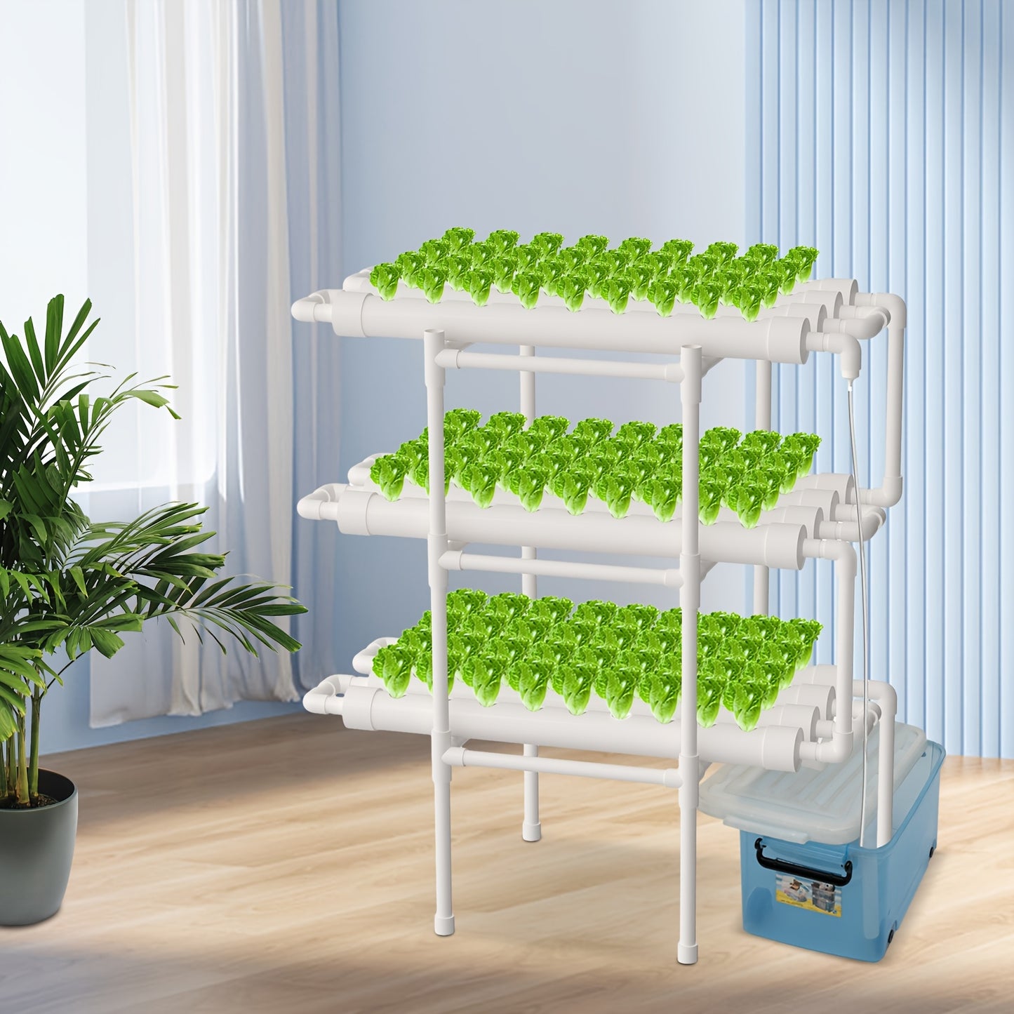 Hydroponicsysteem – Hydrocultuursysteem – Kweekset – Plantenbak – Hydrocultuur Rek – 108 Plantplaatsen – 3 Lagen – PVC-U Kunststof – Automatisch Watersysteem