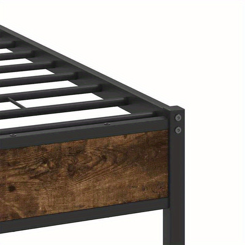 Modern Oak Smoke Bed Frame - 120x200cm Chipboard, Removable & Practical Design, All-Season Use, Easy Assembly, No Mattress Included, Contemporary Style for Bedroom Furniture, Bedroom Furniture, Sleek Headboard, Wooden Constru