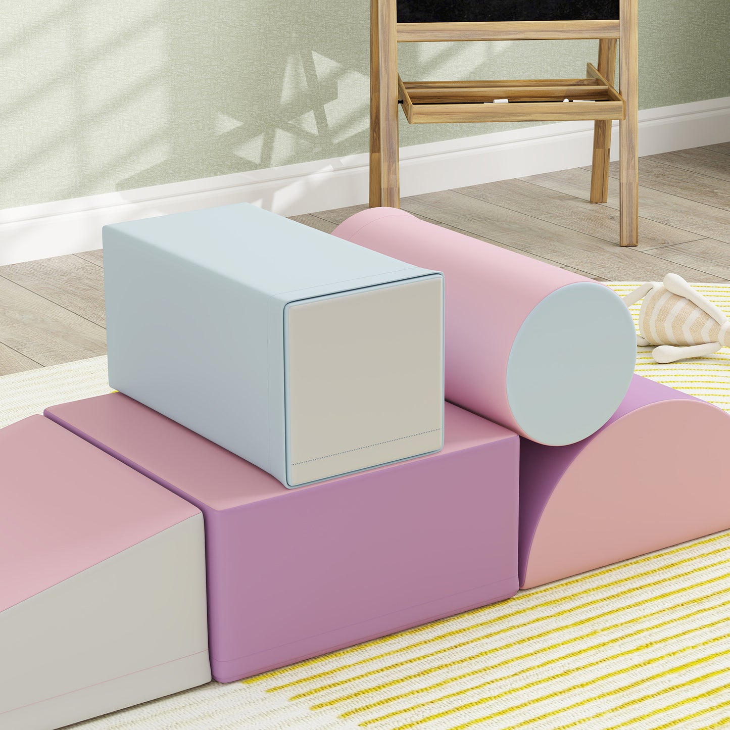 Zachte Speelkubussen – Foam Blokken – Speelblokken – Bouwen Voor Kinderen – Speelblokken Baby – Veilig Kunstleer – 5-delige Set Multikleur