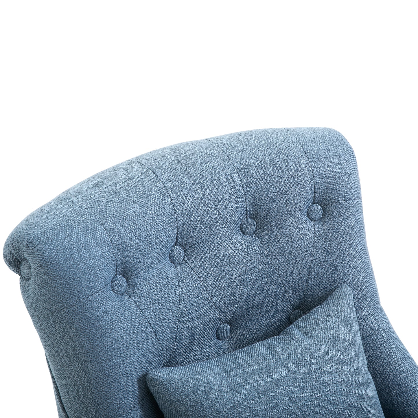 Fauteuil – Relaxfauteuil – Leunstoel – TV Stoel – Zitstoel – Linnen Bekleding – Rugkussen – 52,5x69x77 cm – Massief Rubberhout