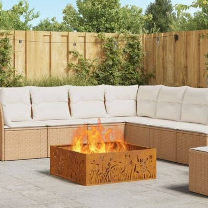 Buitenhaard – Vuurschaal – Terrashaard – Tuinhaard – Vuurkorf – RVS Staal – 80x80x30 cm – Poedercoating – Bruin