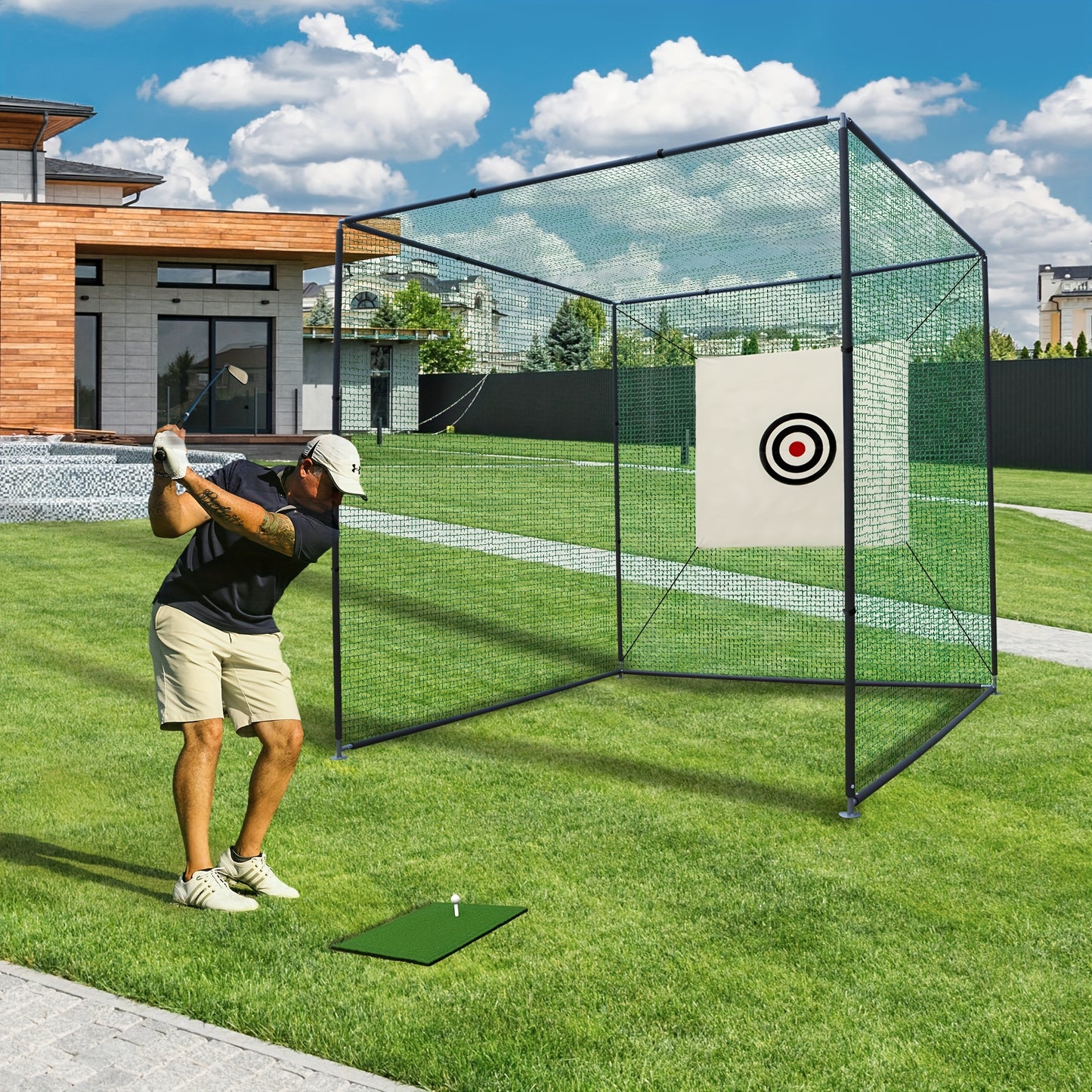 Golf oefenkooi – golf net – slagkooi – oefenkooi – trainingsnet – 3x3x3 meter – stevig stalen frame – scheurvast knotloos net