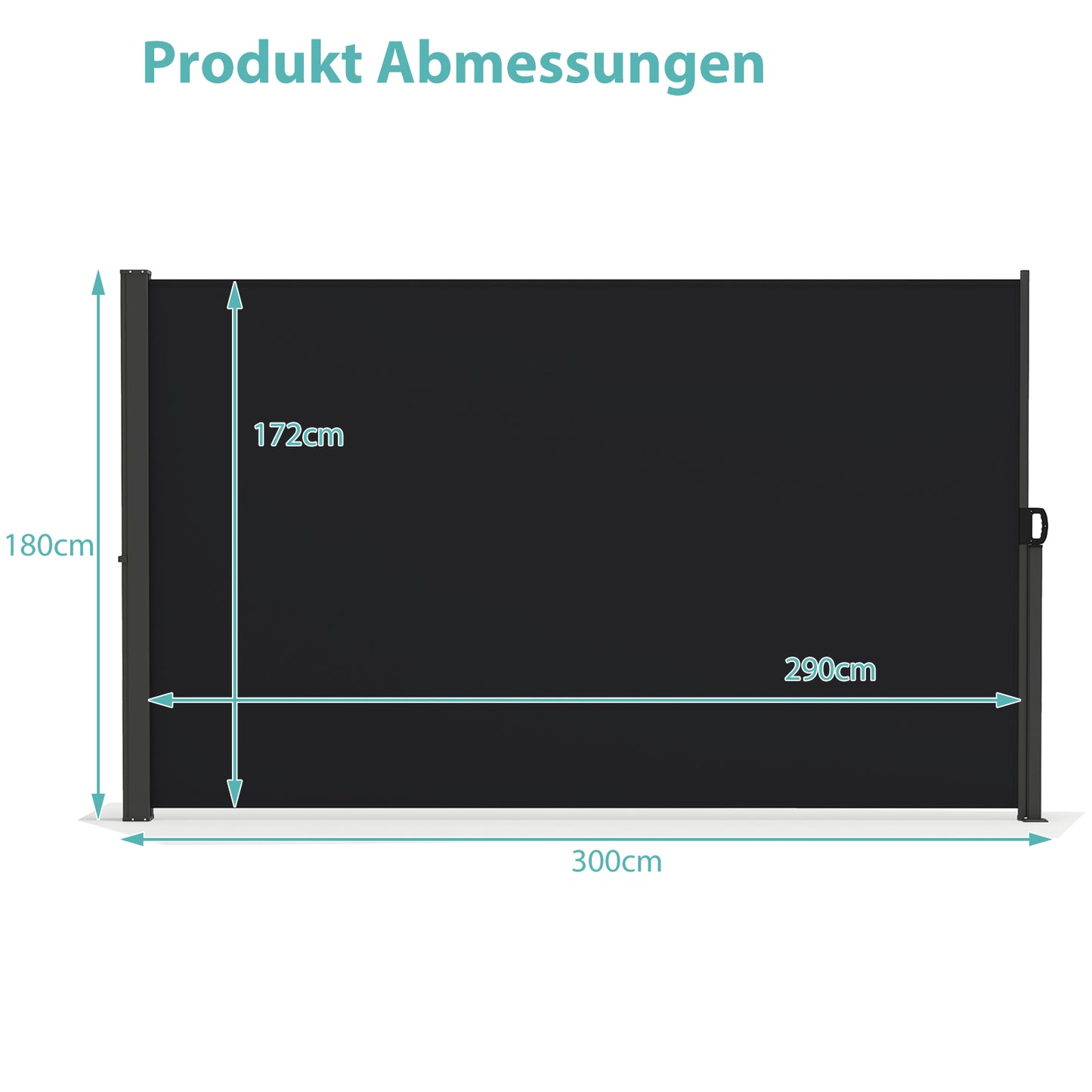 Uitschuifbaar Zijscherm – Terrasscherm – Balkon Scherm – Windscherm – Privacy Scherm – Aluminium Frame – Weerbestendig Gecoat Polyester