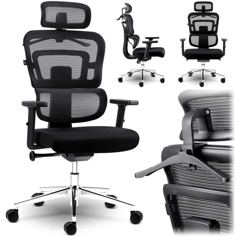Bureaustoel – Office Chair – Gamingstoel – Bureaukruk – Draaistoel – Ademend Mesh Rugoppervlak – Verstelbare Zithoogte 44-52 cm - Zwart
