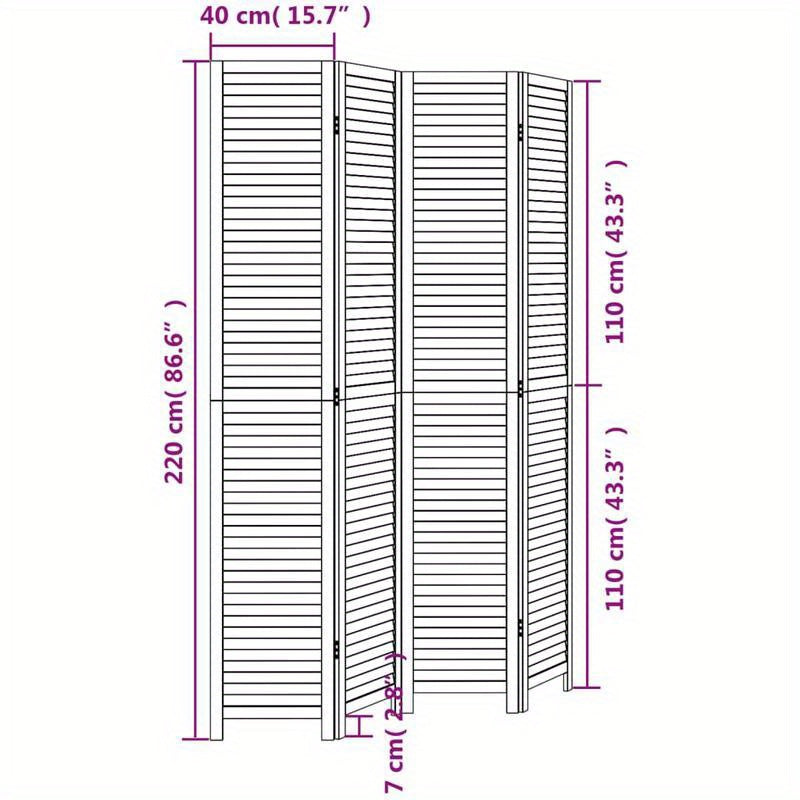 4-Panel Black Paulownia Wood Room Screen - Elegant Privacy Divider for Office, Bedroom, Living Room with Golden Accents, Living Room Decor|Golden Accented Furniture|Paulownia Wood Construction, Wall Decor Living Room