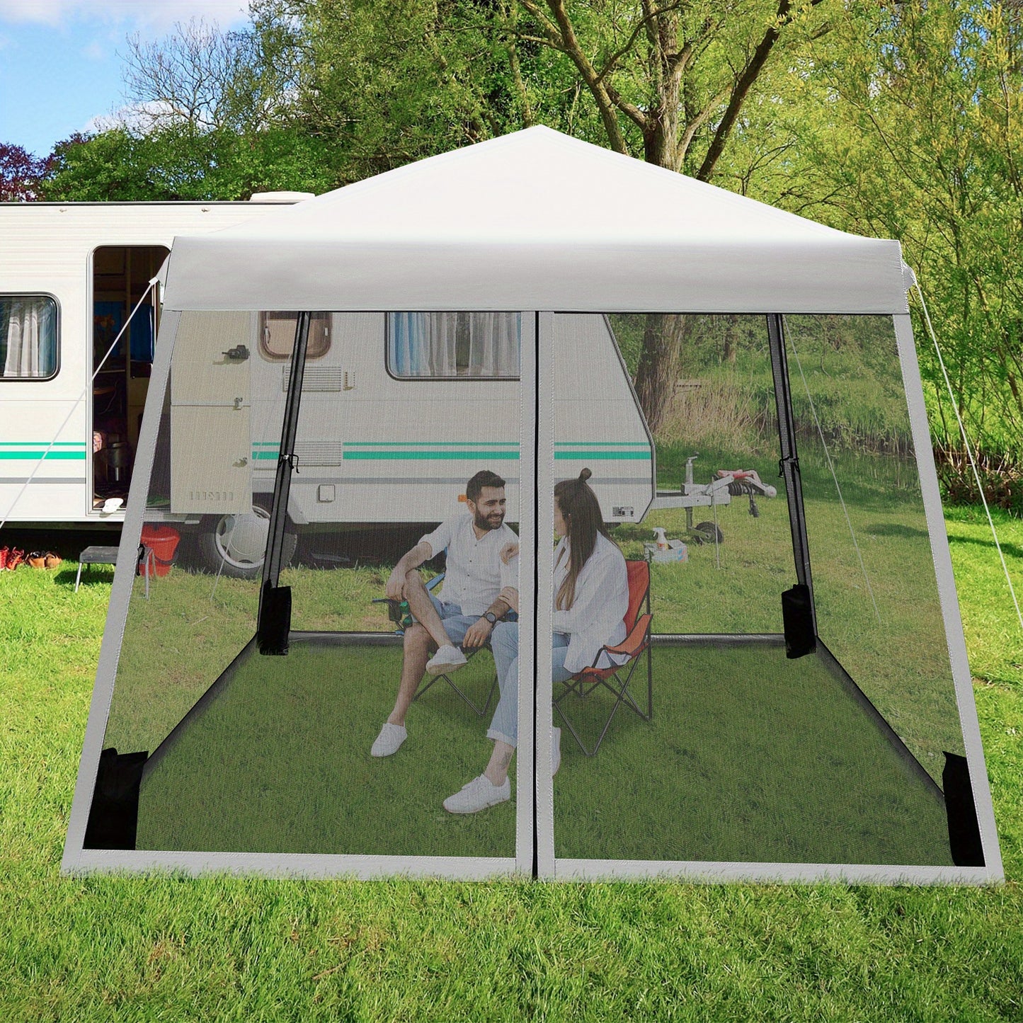 Pop-Up Partytent – Instant Tent – Schaduw Tent – Evenemententent – Vouwtent – 3,05x3,05 Meter – UPF 50+ Zonbescherming – Verstelbare Hoogte Met Muggenwerende Mesh