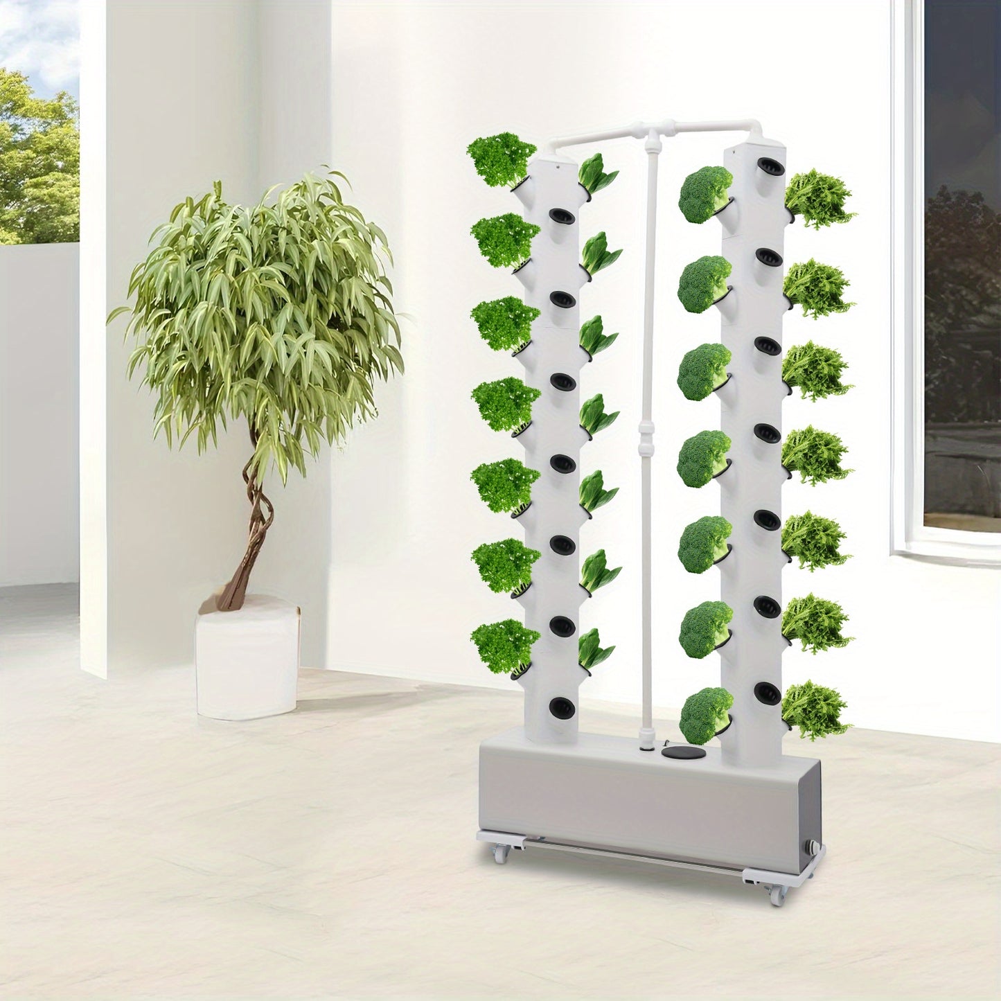 Hydroponic Systeem – Hydrocultuur Kweeksysteem – Verticale Tuin – Moestuintafel – Kweekset – 56 Plantplaatsen – 30L Waterreservoir – Automatische Waterpomp – Mobiel met 4 Wieltjes