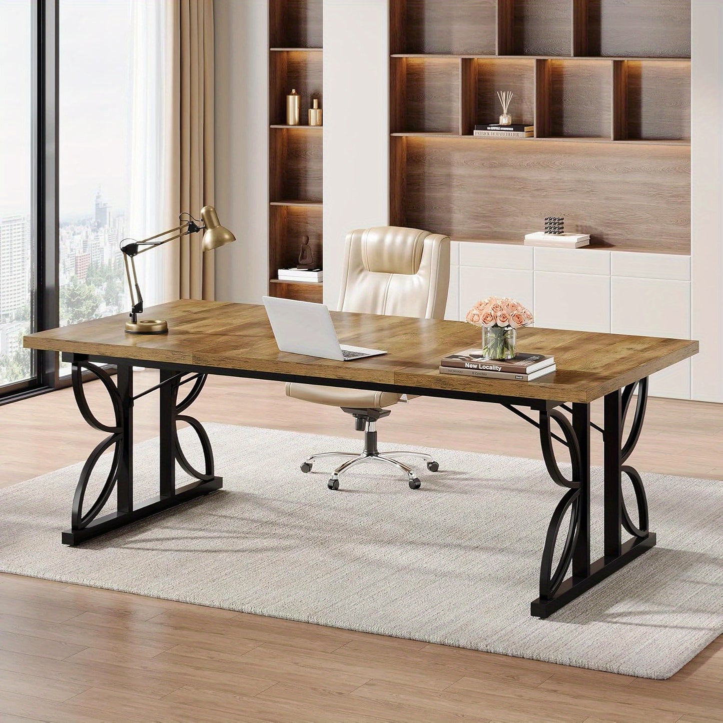 Bureau – Computertafel – Werktafel – Schrijftafel – Extra Lang Bureau – Robuuste Metalen Poten – 179,83 cm Breed – Industrieel Design
