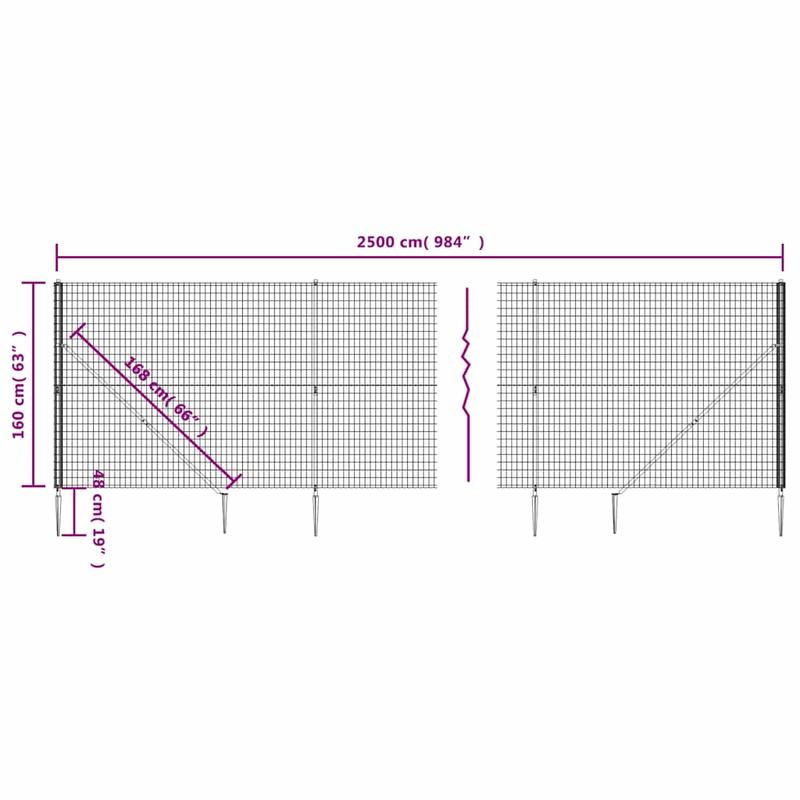2D Gaas Schutting – Metalen Schutting – Draadscherm – Tuinafscheiding – Erfafscheiding – Antraciet – Stevig en Duurzaam – 1,6 x 25 Meter
