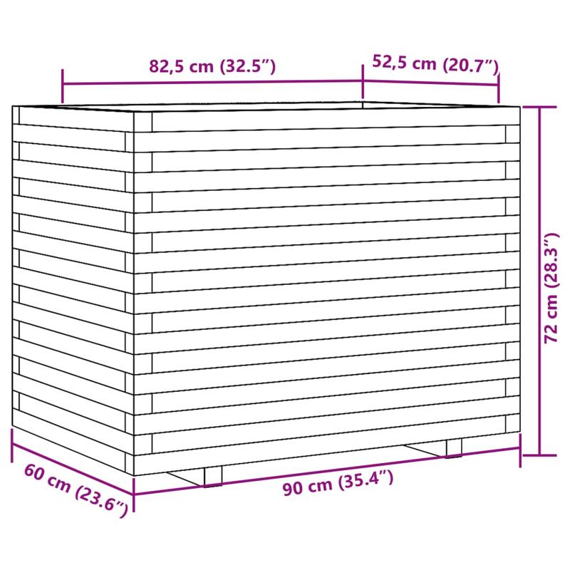 Witte Houten Plantenbak – Plantenpot – Bloembak – Plantenzuil – Plantenbak Binnen Buiten – Massief Dennehout – 90x60x72 cm – Lichtgewicht & Weerbestendig