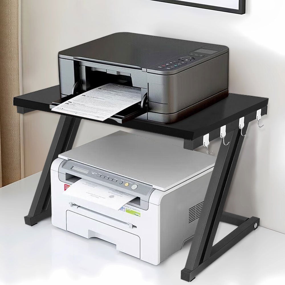 Z-Vormig Opbergrek – Printerhouder – Magnetronrek – Keukenplank – Bureau Organizer – Ruimtebesparend Design – Stevig Duurzaam Materiaal – 57x38x38 CM – Zwart