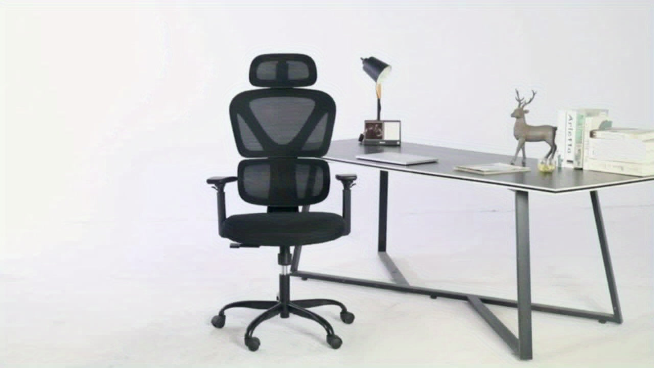 Ergonomische Bureaustoel – Bureaustoel Draaistoel Kantoorstoel Werkstoel Gamingstoel – Zwart – 360° Draaifunctie – Verstelbare Hoogte en Kantelbare Rugleuning