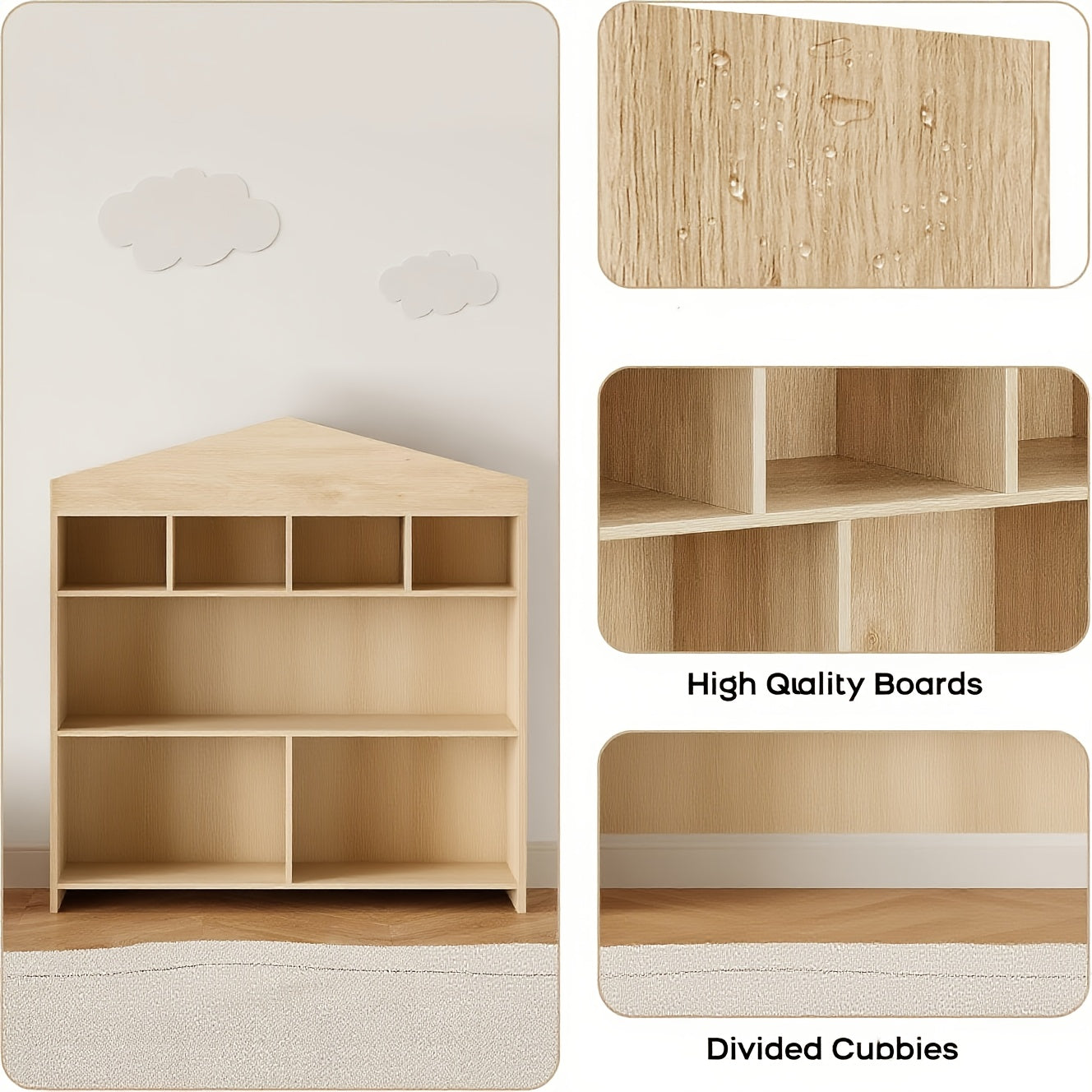 Boekenkast – Boekplank – Boekrekken – Boekenplanken – Boekenkasten – 40,7 Inch 9 Vakken – Duurzaam Niet-Hout Materiaal Natural Beige