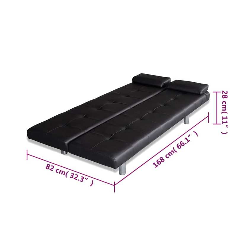 Slaapbank – Bedbank – Bedbankje – Slaapsofa – Bedbankje Zwart – Verstelbare Rugleuning – Robuust Houten Frame Met Kunstleer