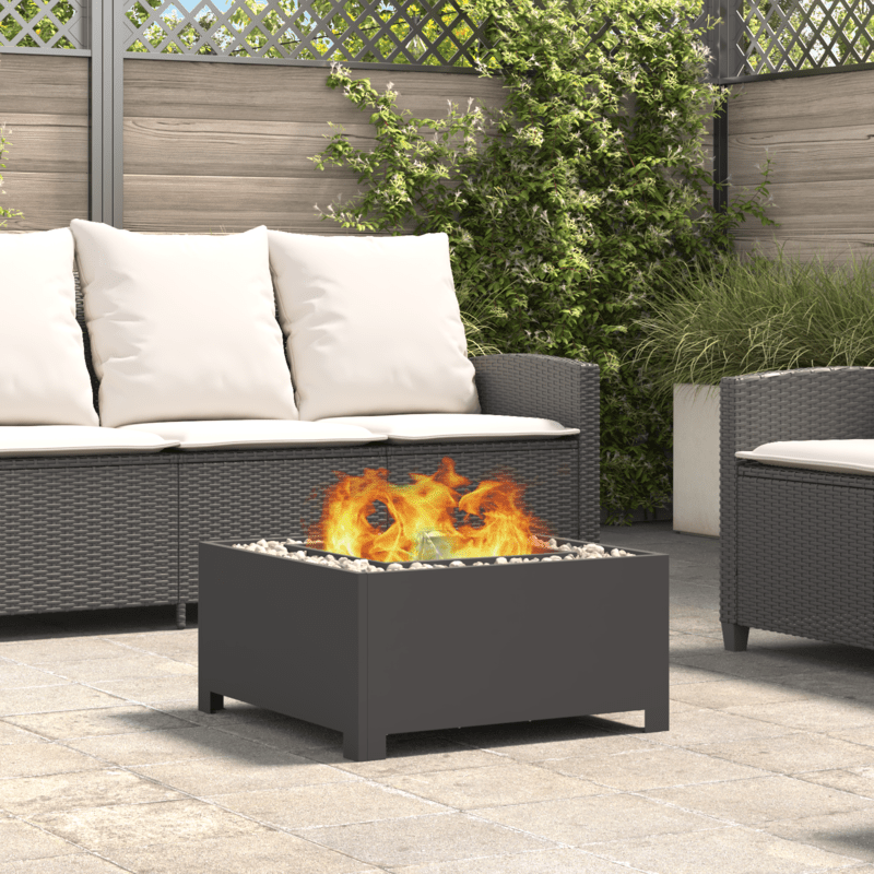 Vuurschaal Outdoor – Tuinhaard – Terrasverwarmer – Barbecueplaats – Tuinkachel – Zwart – Robuust Zwaar Staal – Compact 60x60x30 cm