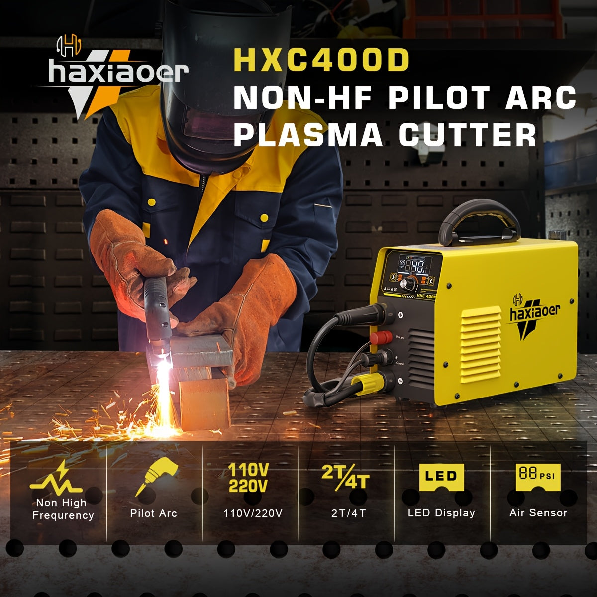 Plasmasnijder – Plasma Cutter – Metaalsnijder – Snijmachine – Lassersgereedschap – 220V – 40 Ampère – Low-frequency Non-Touch Pilot Arc – Groot LED-Display – Maximale Snijdikte 25 mm – IGBT Technologie