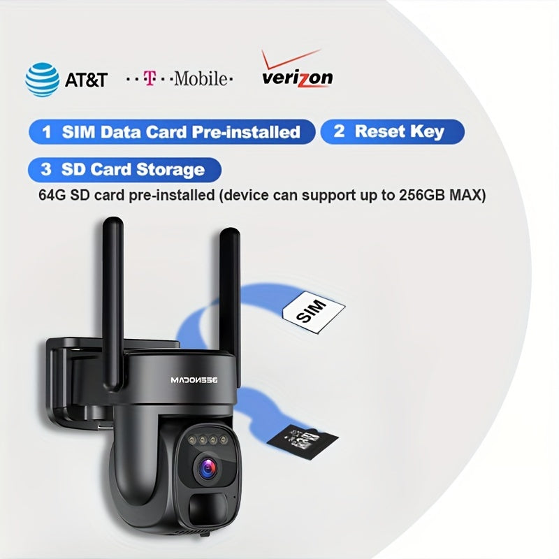 4G LTE Beveiligingscamera – Surveillance Camera – Buiten Camera – Draadloze Camera – Mobiele Beveiliging – 2 Stuks Met 32GB SD & SIM Kaart – 2K Kleurennachtzicht – 360° Draaibare Live View