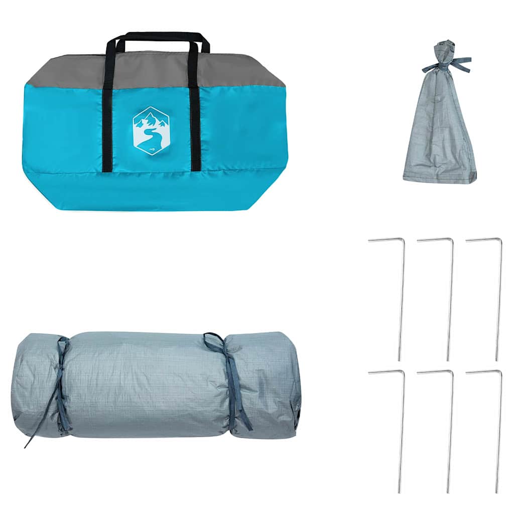Tent – Kampeertent – Familietent – Outdoor Tent – Pop-up Tent – Waterdicht – Vlamvertragend – 6 Personen – Blauw – Met Rits – Ademend Mesh