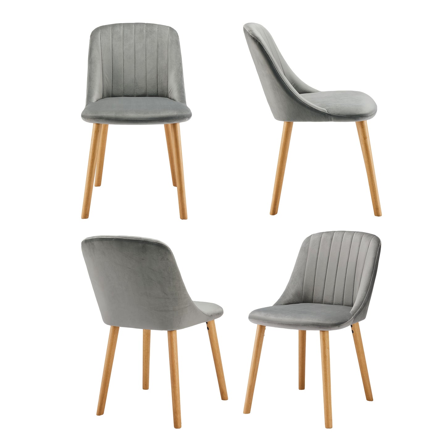 Eetkamerstoelen – Stoelen – Dining Chairs – Eetkamerstoeltje – Set Stoelen – Lichtgrijs – 4-delig – Ergonomisch Design – Traagschuimvulling