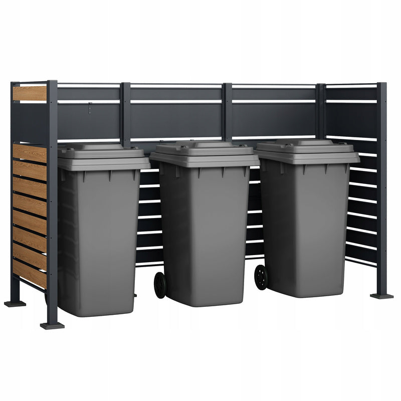 Afvalcontainerbehuizing – Containerkast – Afvalbak Opbergbox – Prullenbak Schuilplek – Afvalopslag – Voor 4 Containers 240L – Weerbestendig Kunststof – Gasveer Deksel Met Schokdempers