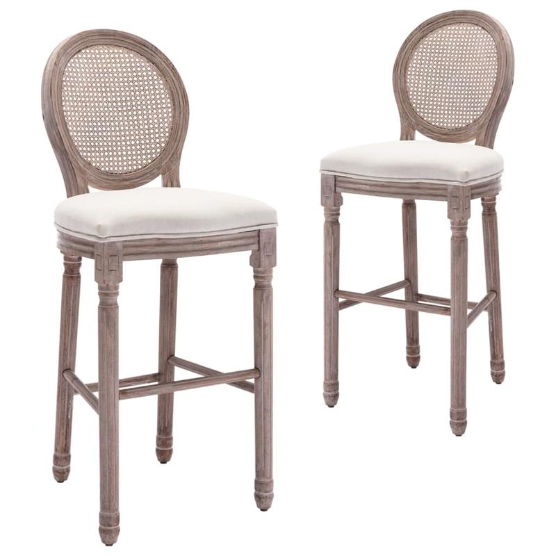 Barkrukken – Barstoelen – Keukenkrukken – Barzitplaatsen – Moderne Barkrukken – Set Van 2 – Witte Linnen Bekleding – Duurzame Constructie