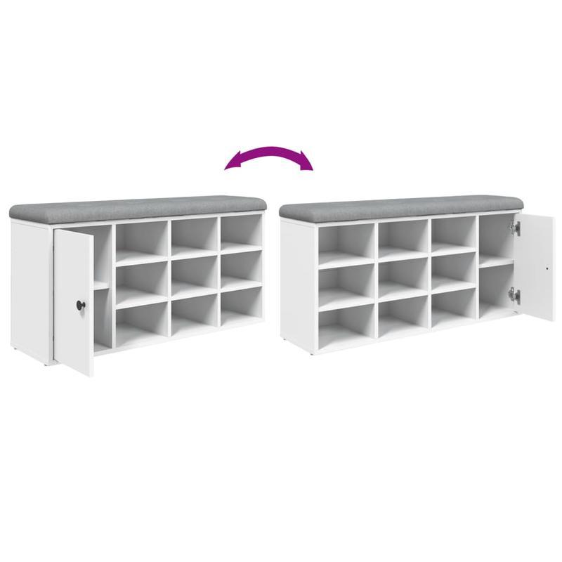 Schoenenbank – Schoenenkastje – Schoenopbergmeubel – Schoenrek – Houten Bench – Wit – Stevig MDF – Compact 102x32x50 cm