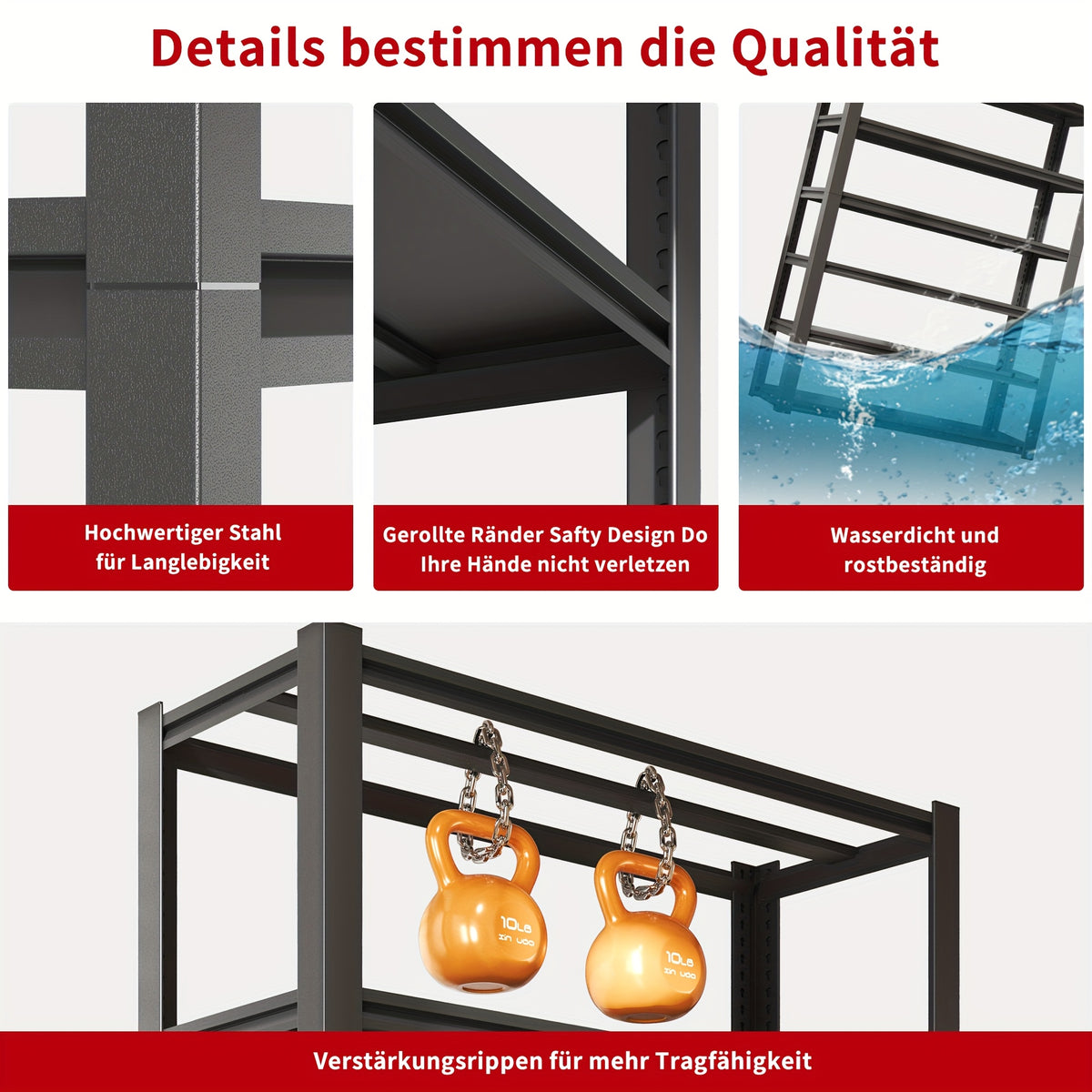 Stalen Rek – Metalen Stellingkast – Opbergrek – Werkplaatsrek – Garagekast – 5 Laags – Draagvermogen 650 kg – Verstelbare Hoogte – Krasbestendig – 160x80x40 cm