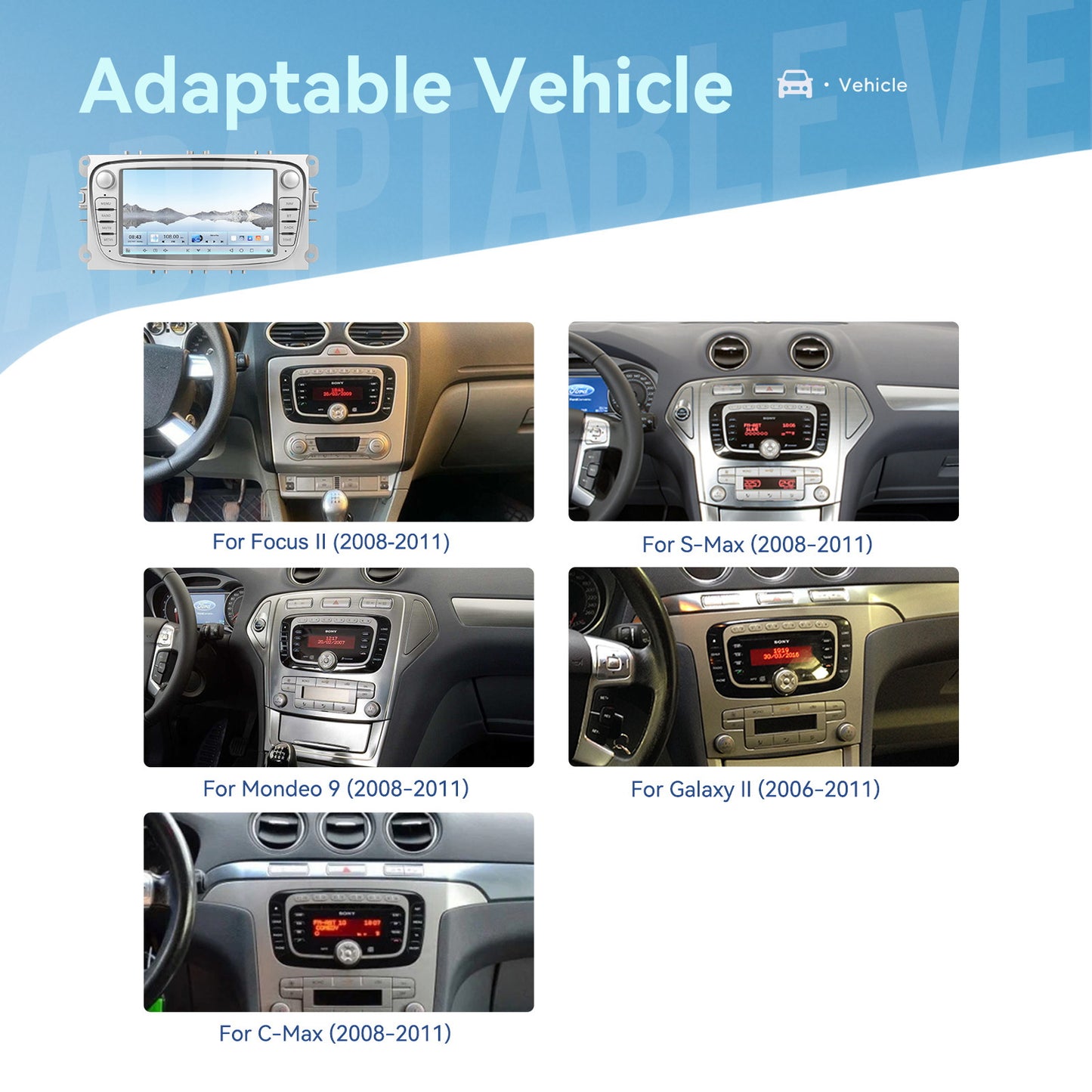 8 Cores 4+64GB Android 15 Car Radio for Ford Focus Mondeo C-MAX S-MAX for galaxy II Kuga 17.78 cm Wireless Carplay Radio with Android Car Mirror Link B-T FM/ RDS/ EQ/ DSP WiFi GPS Navigation Reversing, Car Entertainment Syste