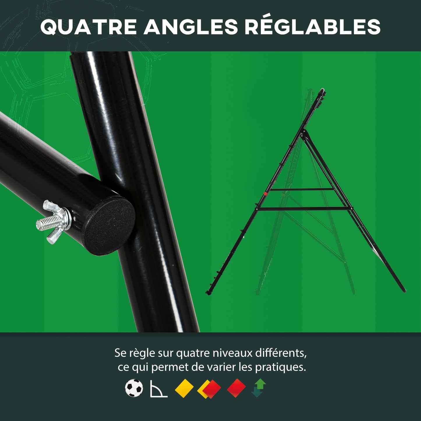 Voetbaltrainer – Voetbal Rebounder – Trainingsnet – Bal Terugkaatsers – Voetbal Trainingsdoel – Verstelbaar Net – Stalen Frame – Duurzaam PE Net