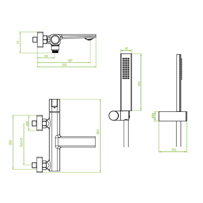Wandkraan Bad – Badkraan Wand – Badkuipkraan – Douchekraan – Geborsteld Goud – Keramische Cartridge – Antikalk NEOPERL Aerator