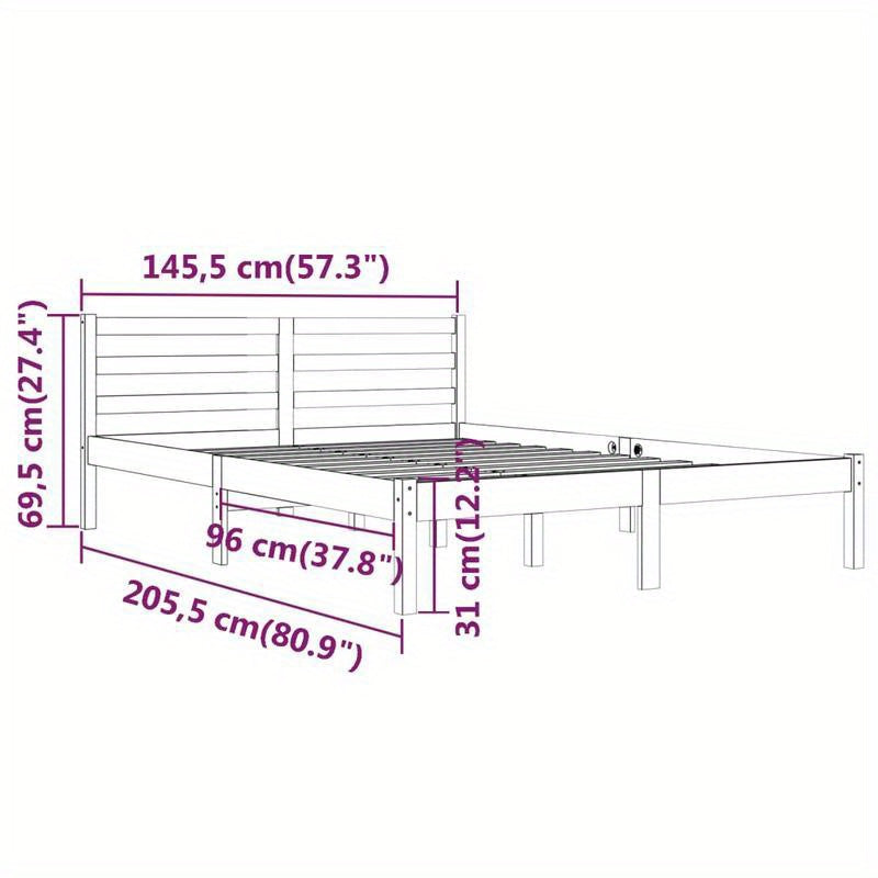 Houten Bedframe – Bedframe Massief Hout – Ledikant – Bedbodem – Slaapkamermeubel – Bruin – Massief Grenenhout – 140x200 cm – Eenvoudige Montage – Traditioneel Design
