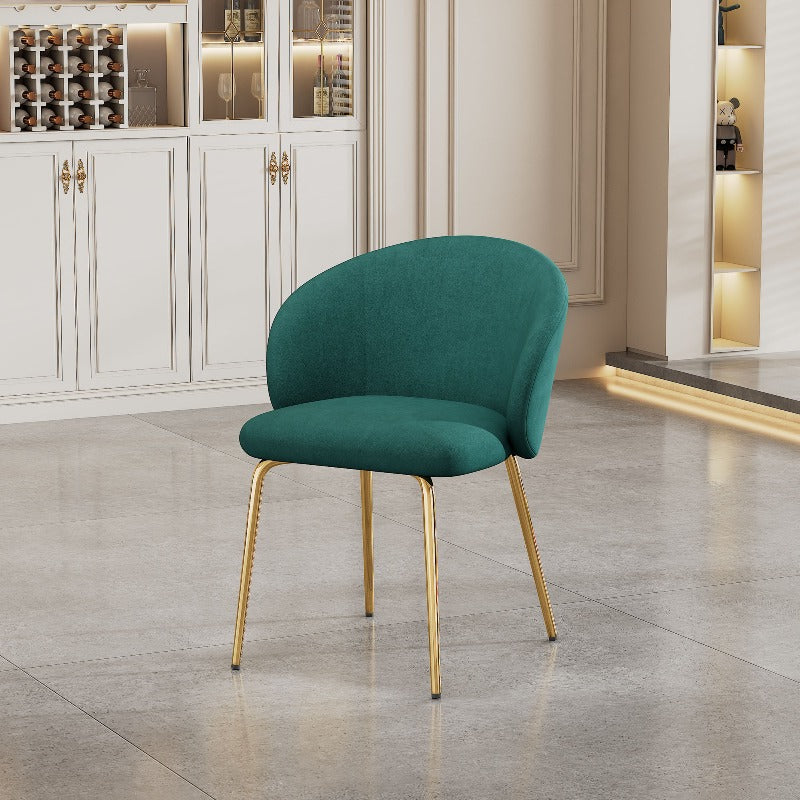 Eetkamerstoelen Set – Stoelen – Romeinse Stoelen – Keukenstoelen – Armleuning Stoelen – Groen Fluweel – Gouden Metalen Poten – Retro Design – Comfortabel – Droog Reinigen