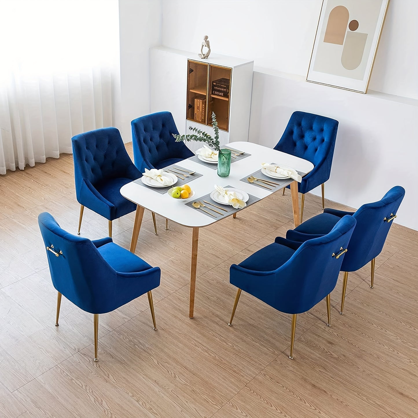 Set Eetkamerstoelen – Stoelen – Dining Chairs – Zitmeubels – Eetkamerstoelen Set – Fluweel Grijs – Gouden Metalen Poten – Comfortabel Gestoffeerd – Stevig Frame