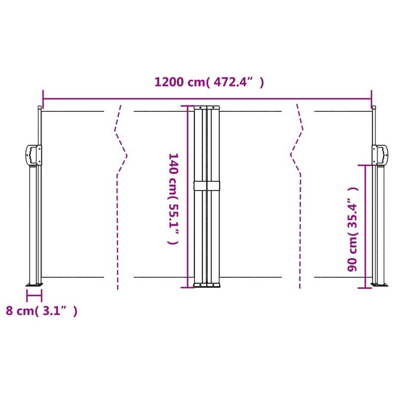Uitschuifbare Windscherm – Windscherm Balkon – Terras Windscherm – Windblocker – Compact Design – Stevig Polyester Frame - QUORE