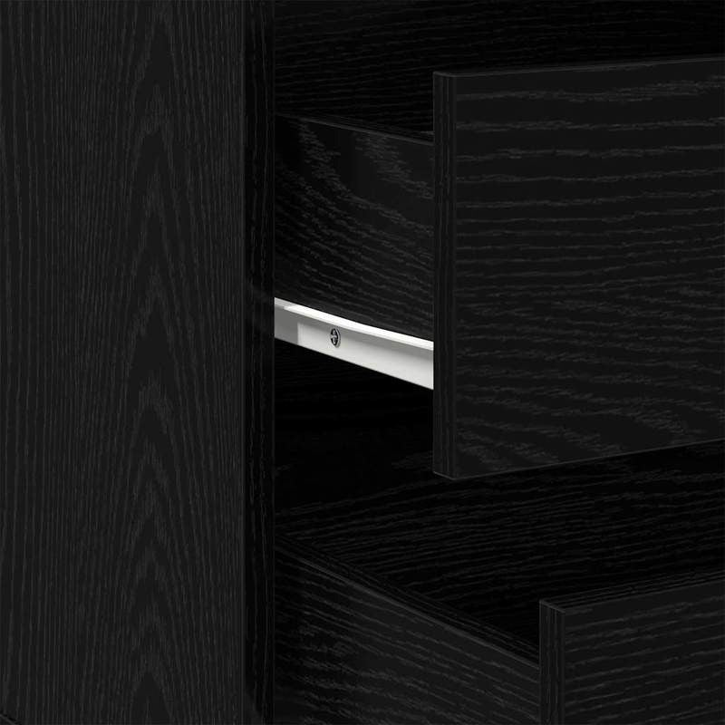 Modern Black Oak Chest of Drawers - 60x41x58cm 3-Drawer Heavy-Duty Wood Storage Cabinet with Lockable Shelves/Lockable Cabinet (Assembly Required), Minimalist Dresser for Bedroom, Living Room, Office Organizer, Black & Oak, S