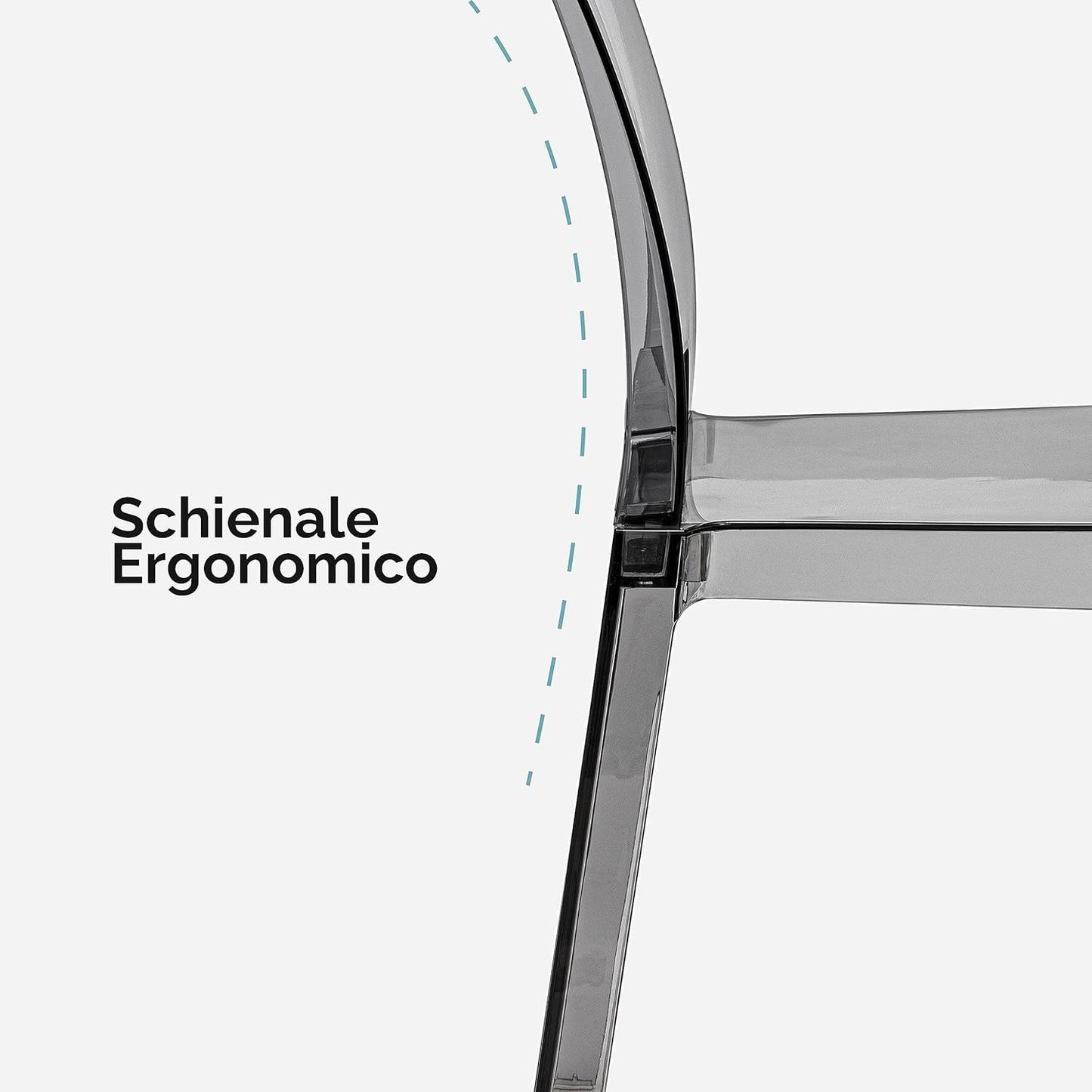 Kunststof Stoel – Transparante Stoel – Kuipstoel – Kruk – Eetkamerstoel – Ergonomische Gebogen Rugleuning – Duurzaam Polycarbonaat – Set van 4