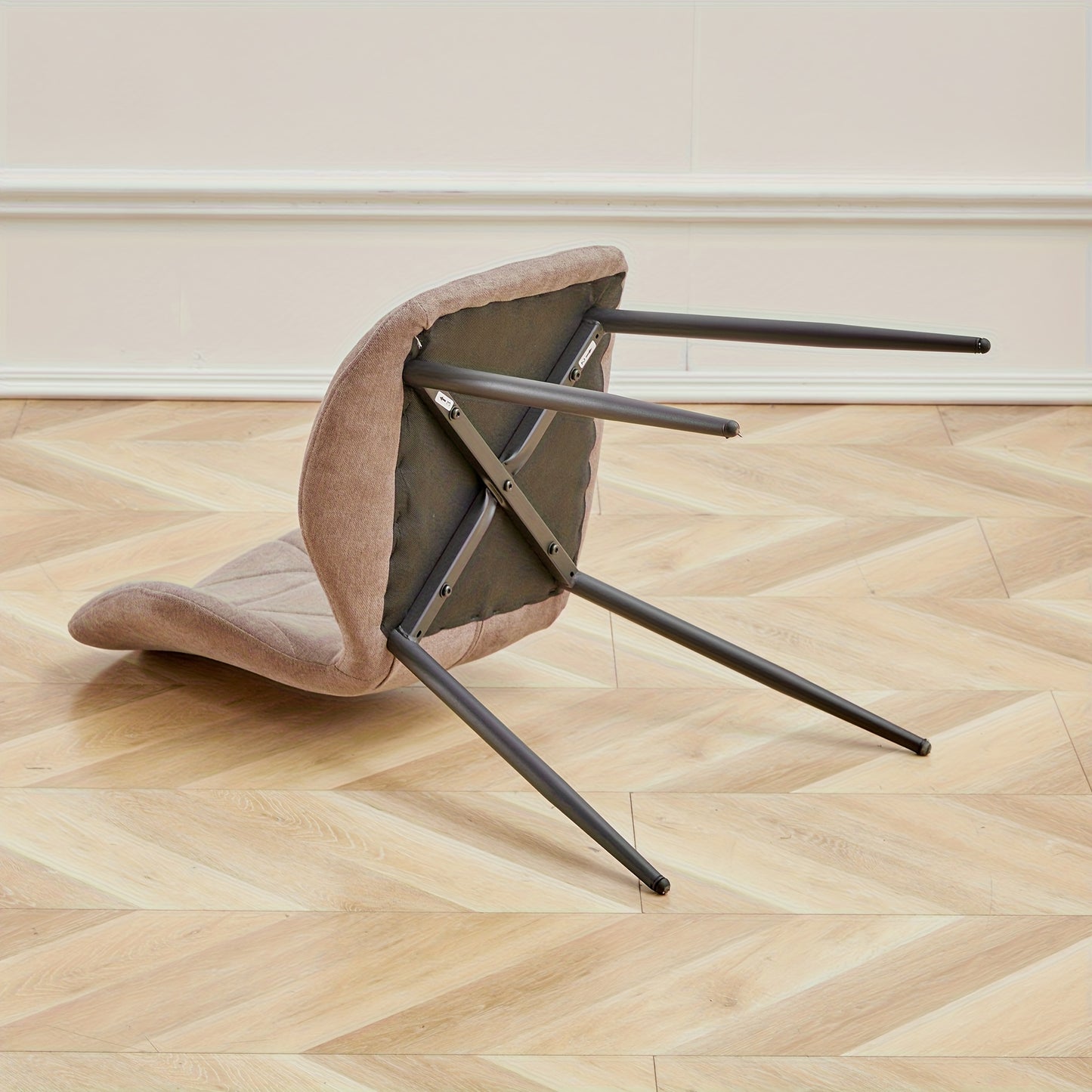 Eetkamerstoelen – Stoelen – Diningsstoelen – Keukenstoelen – Zithoekstoelen – Set van 4 Mid-Century Modern – Ergonomisch Zonder Armleuning – Linnen Bekleding Met Metalen Poten
