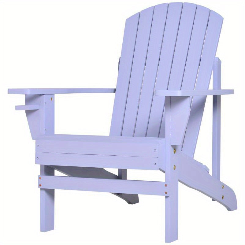 Tuinstoel – Tuinstoel – Buitenstoel – Terrasstoel – Balkonstoel – Houten Adirondack Stoel – Met Bekerhouder – Duurzaam Massief Hout – 72,5x97x93 cm – Grijs