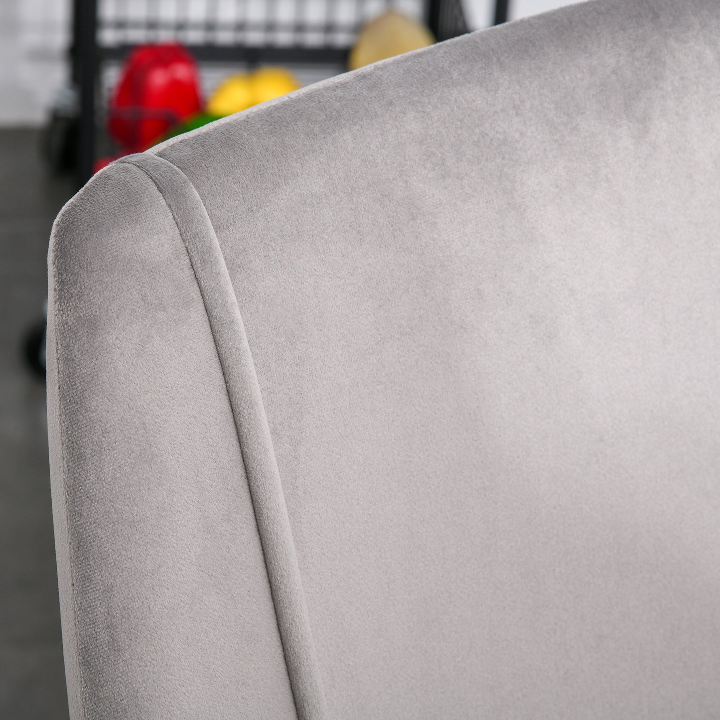 Eetkamerstoel – Keukenstoel – Stoel Met Rugleuning – Zitstoel – Veloursstoel – Grijs – Ergonomisch Design – Stabiel Metalen Frame