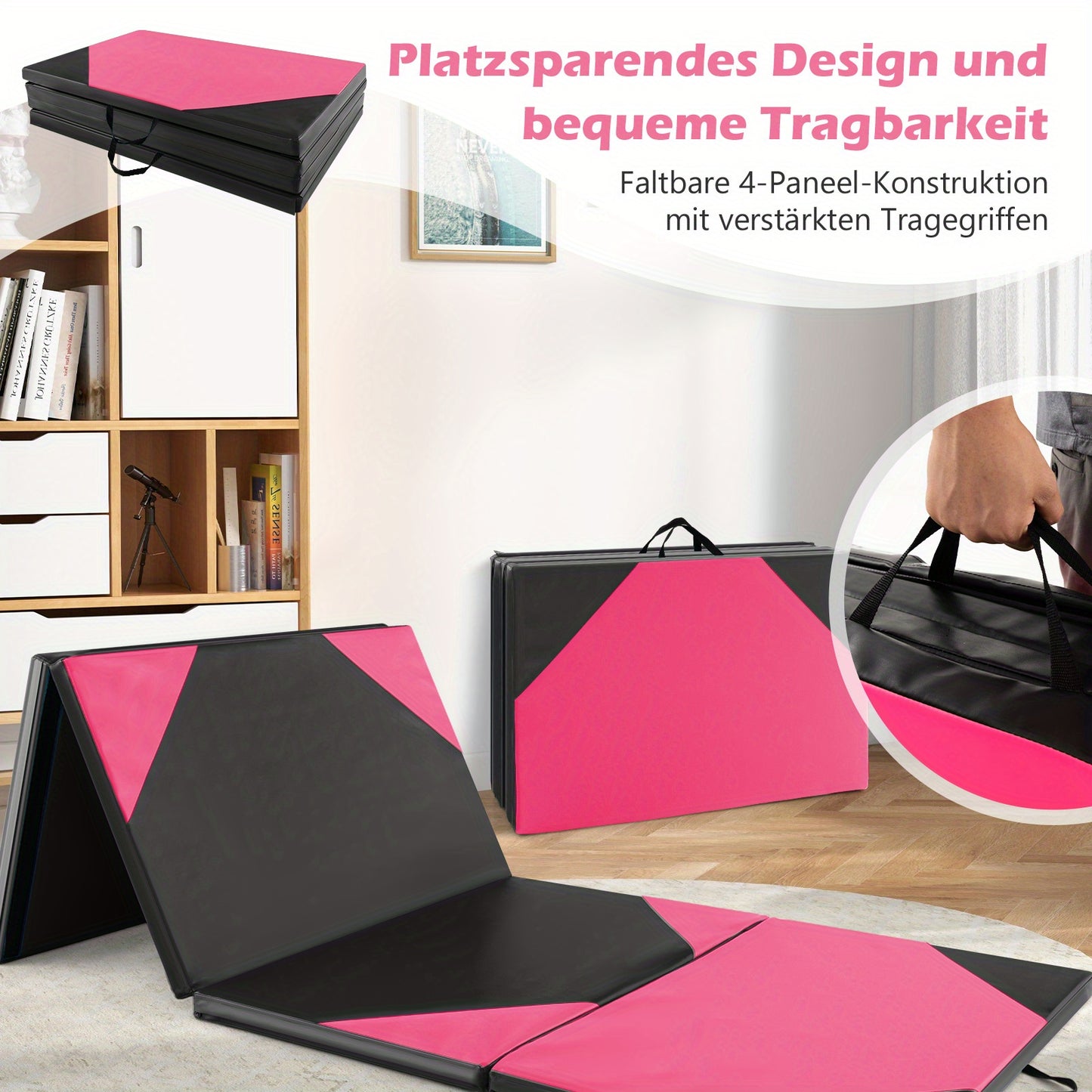 Turnmat – Gymmat – Sportmat – Trainingsmat – Fitnessmat – Extra Groot 305x122cm – 5 cm Dikke EPE Schuimvulling met Antislip en Inklapbaar Design