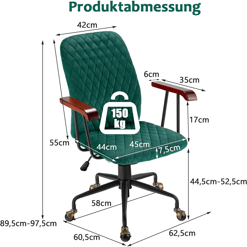 Bureaustoel – Draaistoel – Schommelstoel – Fauteuil – Kantoorstoel – Verstelbare Rugleuning – Zacht Velvet Stof